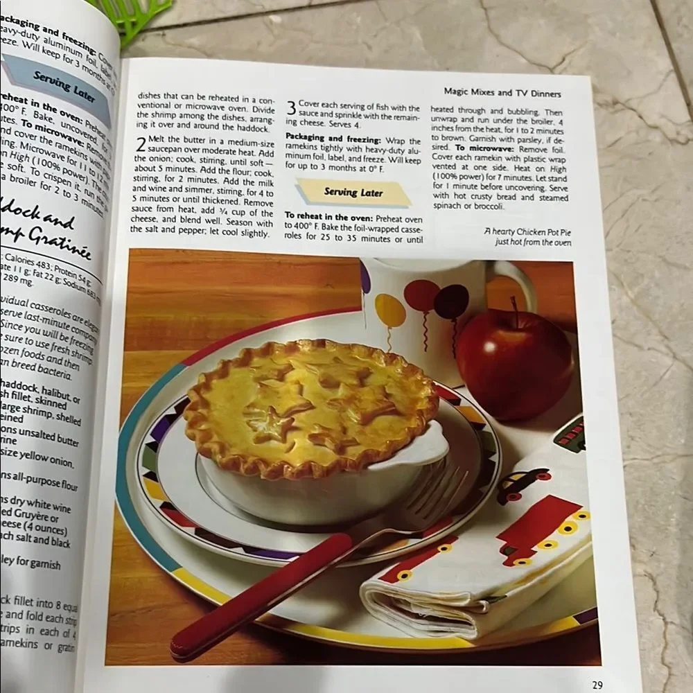Reader's Digest Cook Now Serve Later Cookbook with Blue and White Cover